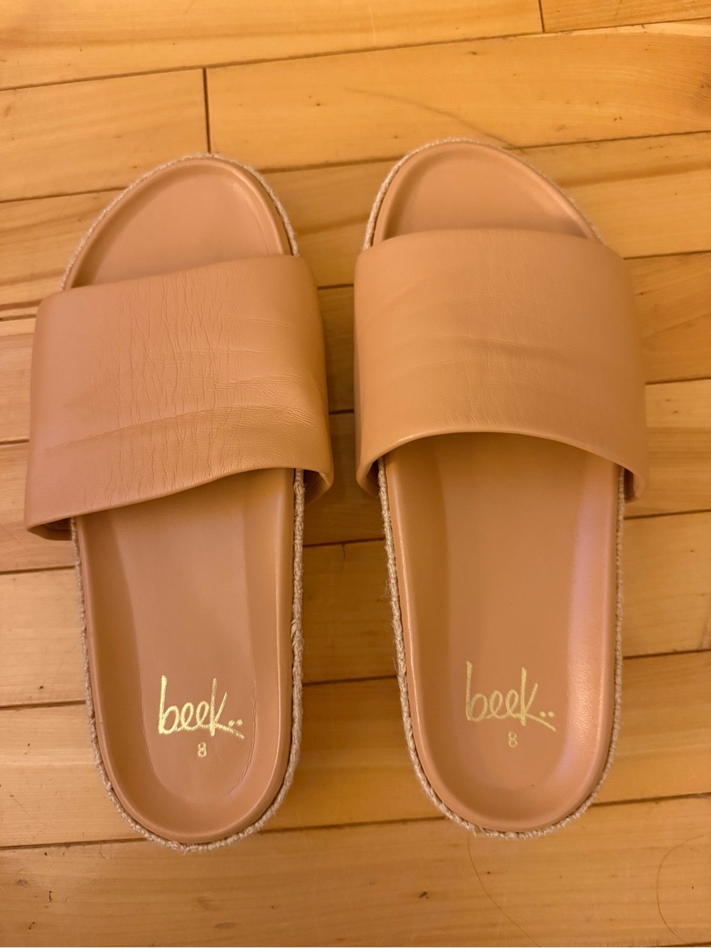 Slide Sandals in Tan — Wide Strap Casual Comfort